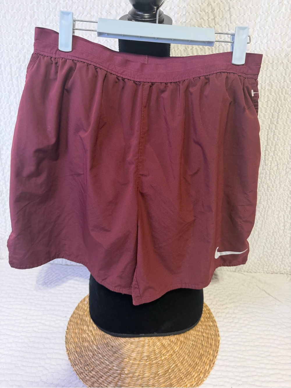 Nike Men’s Burgundy Athletic Shorts with White Swoosh